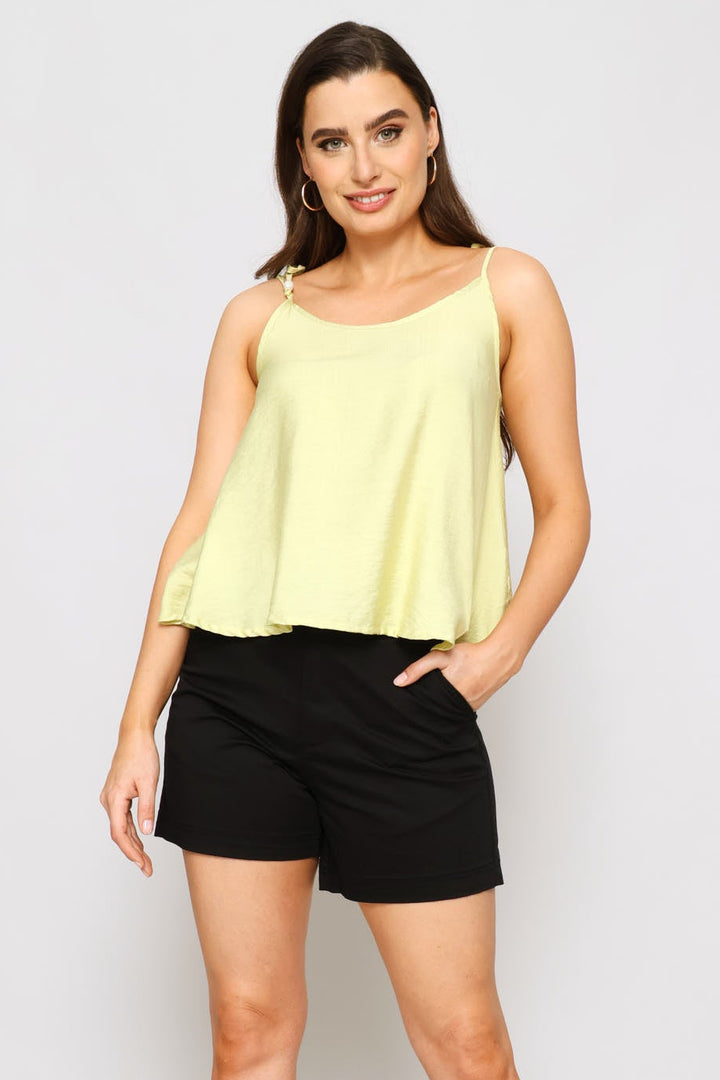Stretch Sateen Mid Thigh Chino Short - Black
