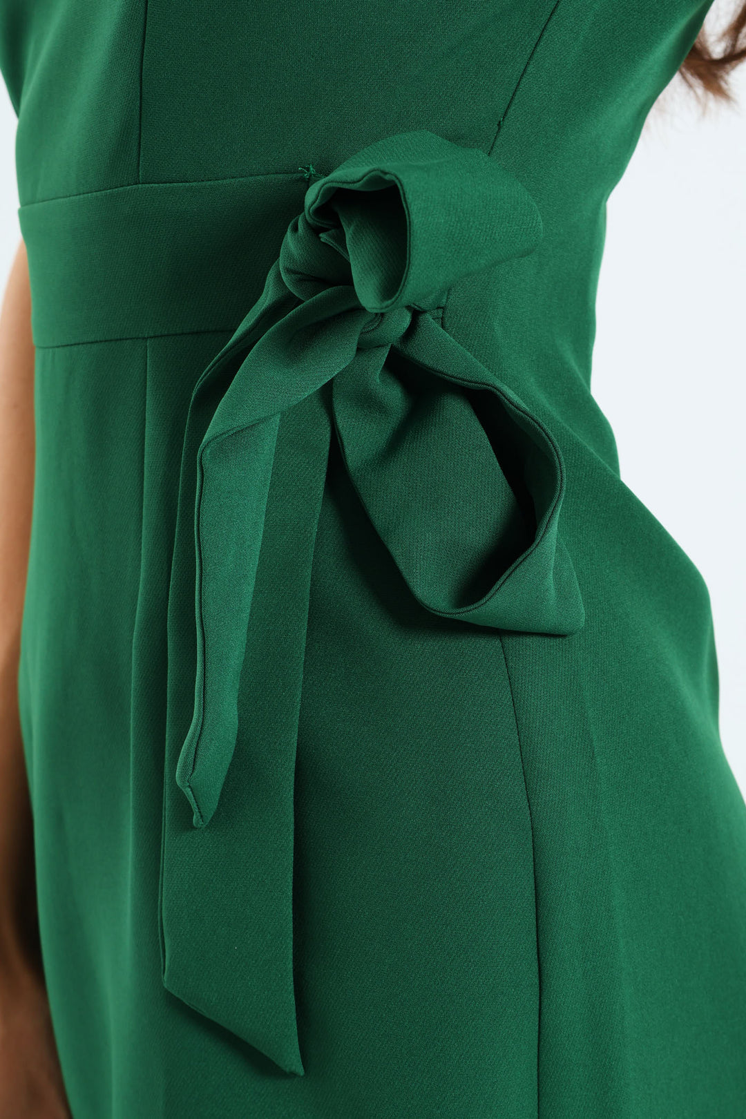 Side Tie Up Pencil Dress - Green