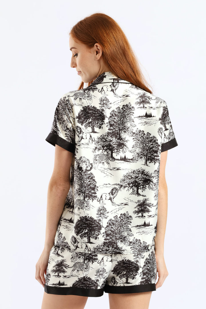 Jungle Button Through & Short Set - Black/White