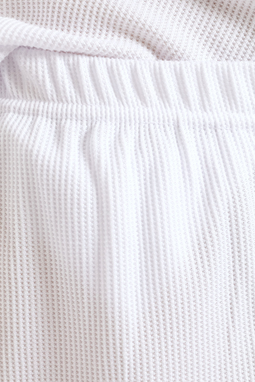 Button Through Waffle Knit Short Set  - White