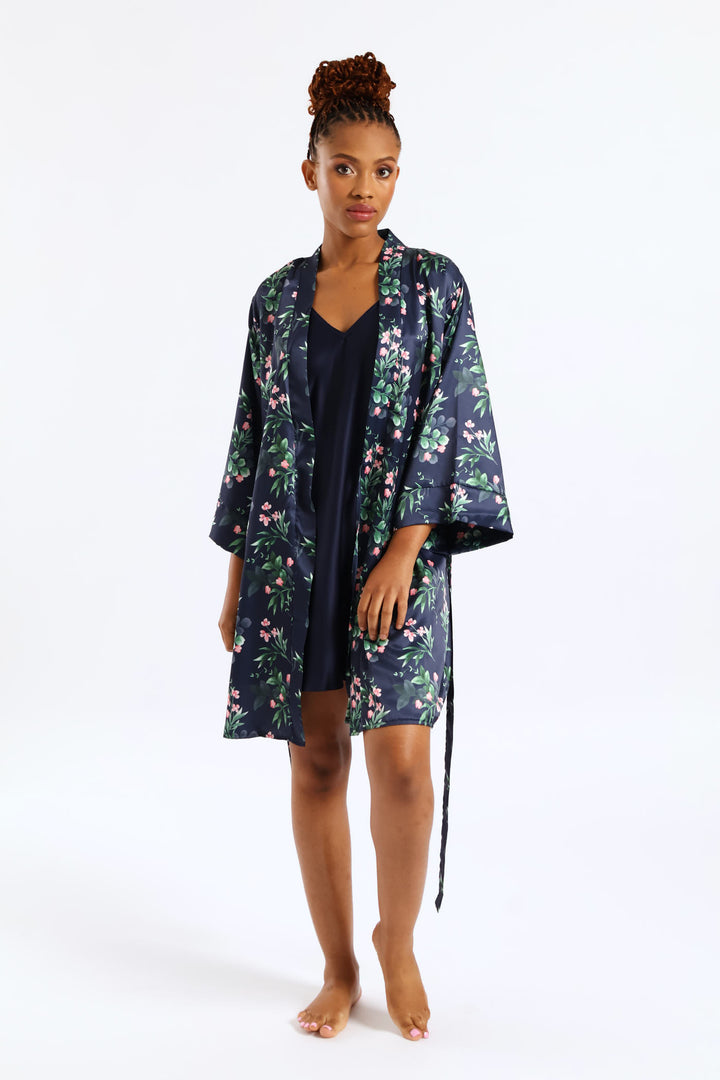 Colour Buds Gown & Chemise Set - Navy