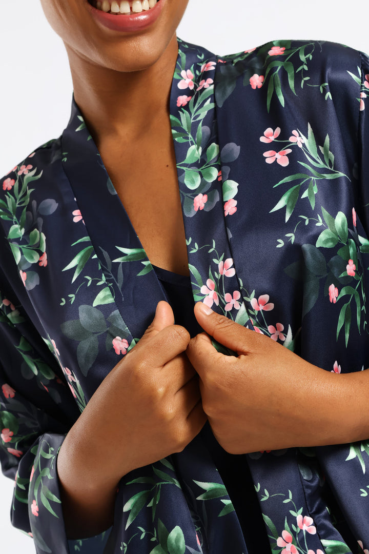 Colour Buds Gown & Chemise Set - Navy