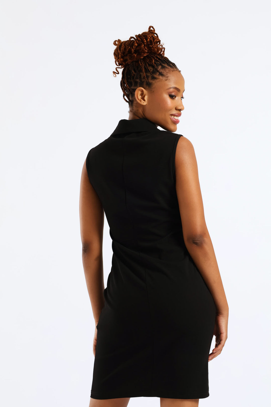 Collared Bodycon Dress - Black