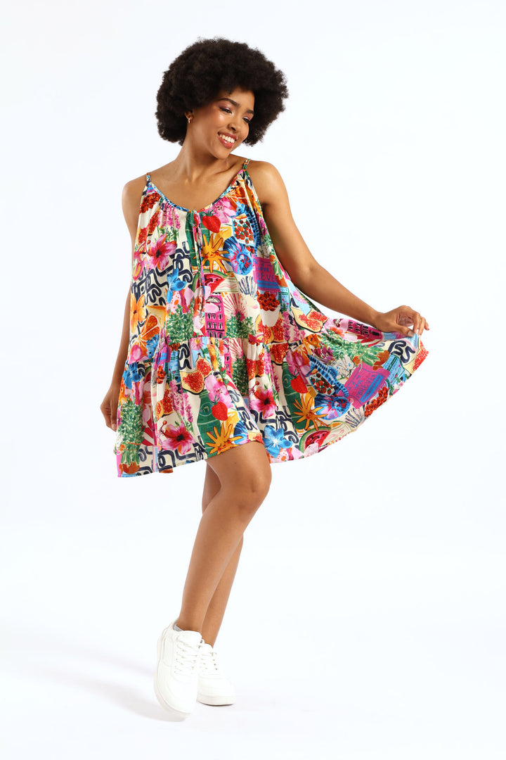 Holiday Drop Waist Boxy Dress - Multi