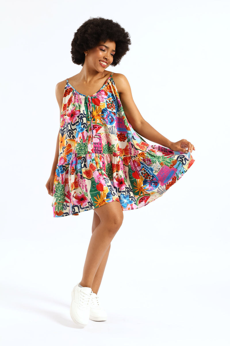 Holiday Drop Waist Boxy Dress - Multi