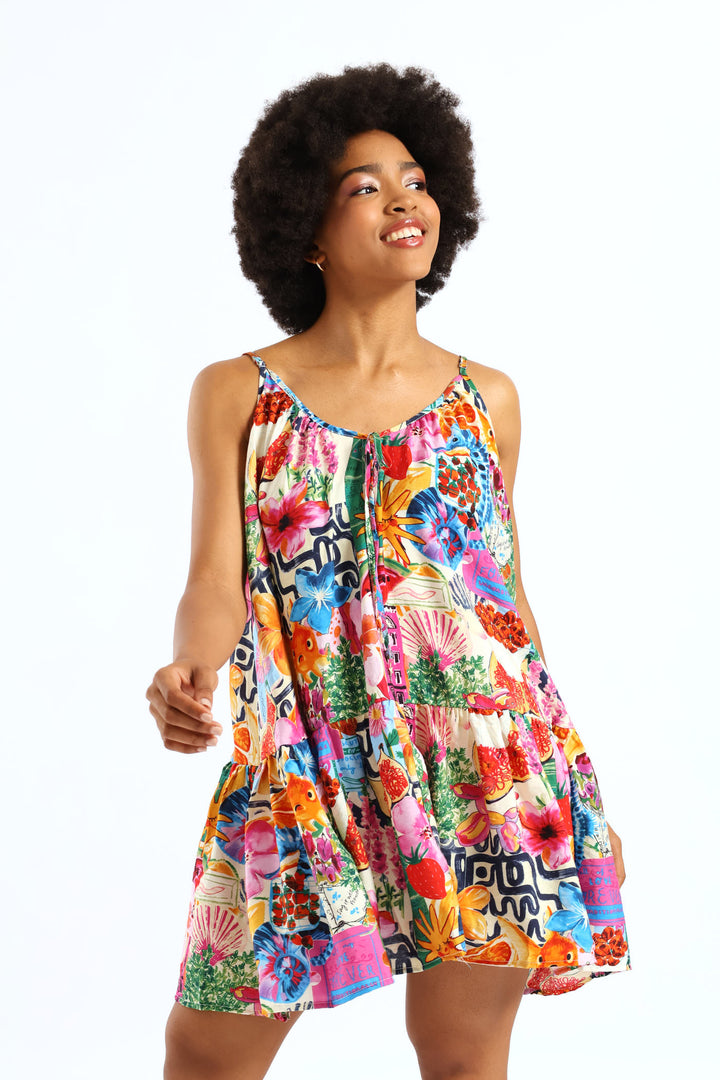 Holiday Drop Waist Boxy Dress - Multi