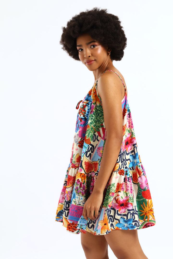 Holiday Drop Waist Boxy Dress - Multi