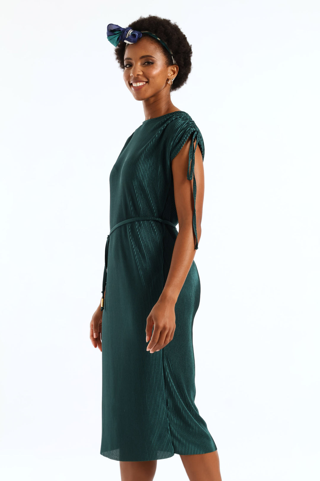 Plisse Midi Dress - Emerald