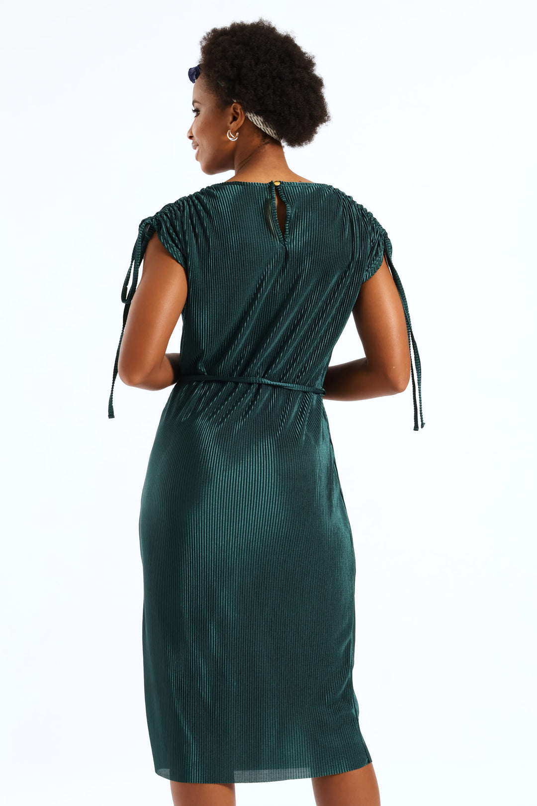 Plisse Midi Dress - Emerald