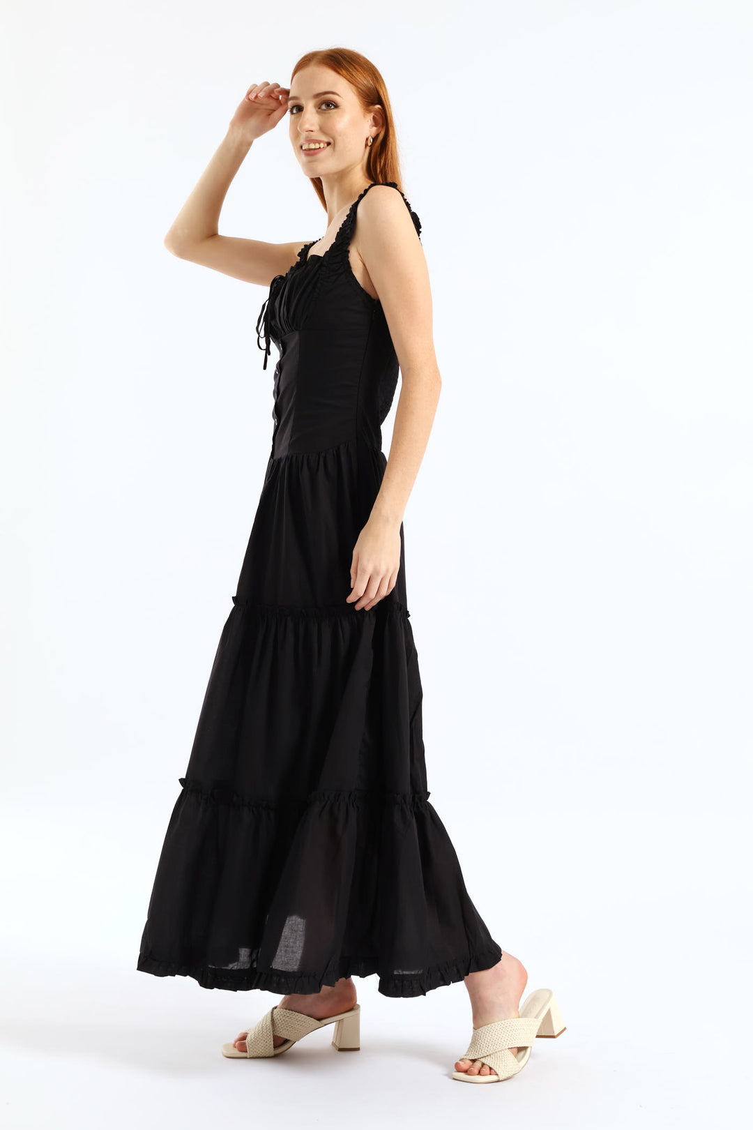 Sleeveless Fit & Flare Maxi Dress - Black
