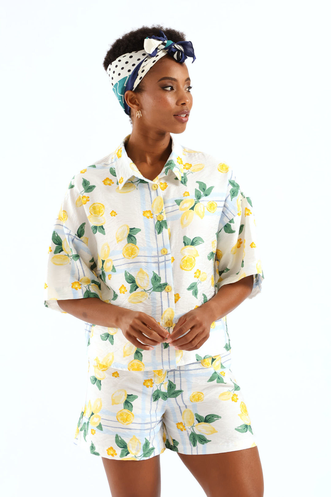 Pocket Boxy Relaxed Shirt - White/Light Blue