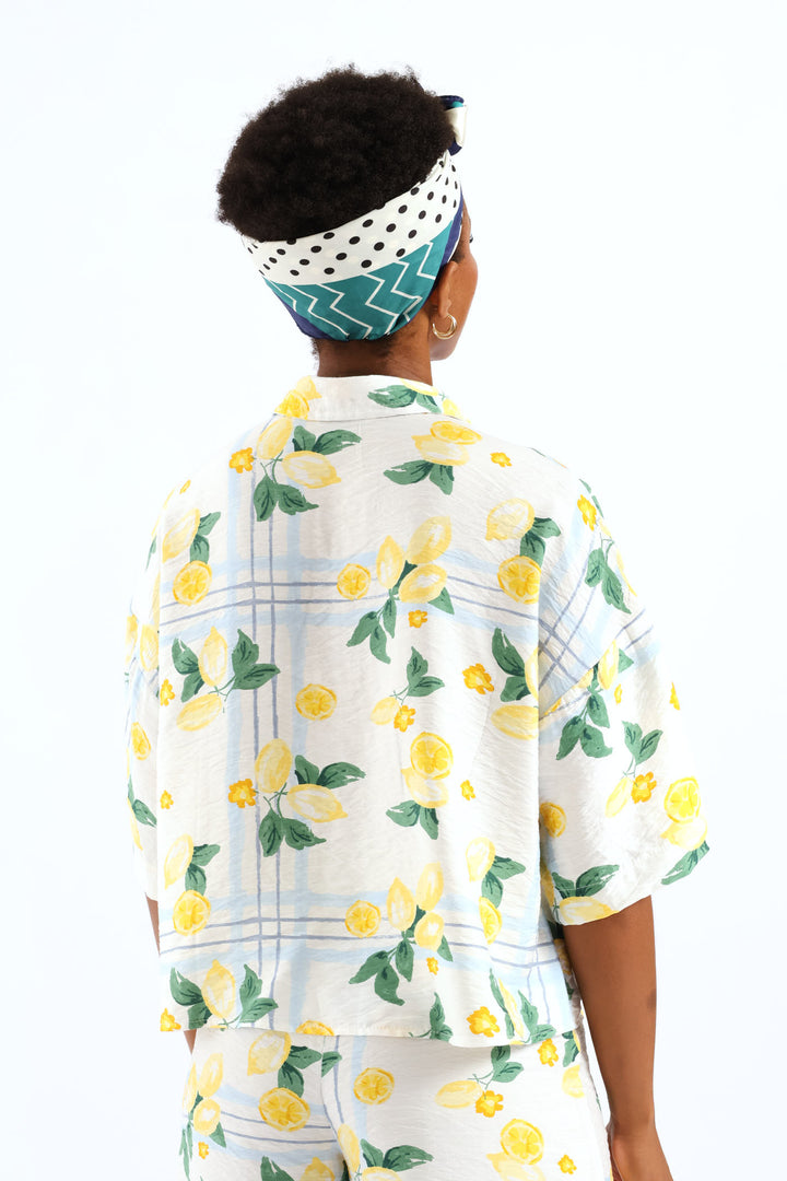 Pocket Boxy Relaxed Shirt - White/Light Blue