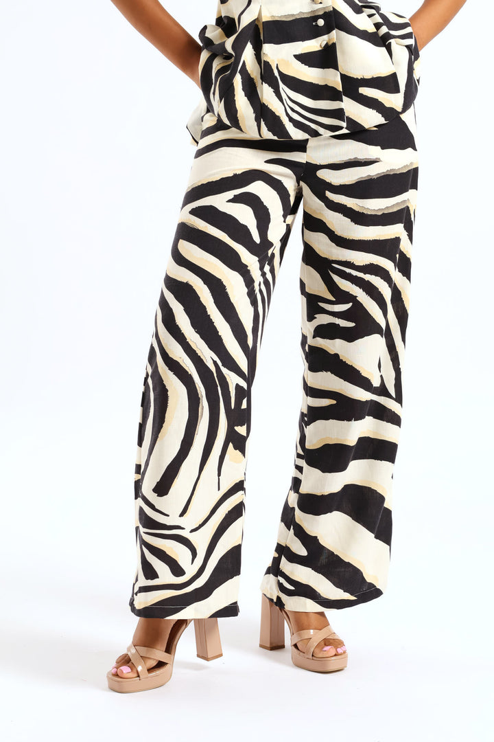 Volume Wide Leg Zebra Trouser - Black/Cream