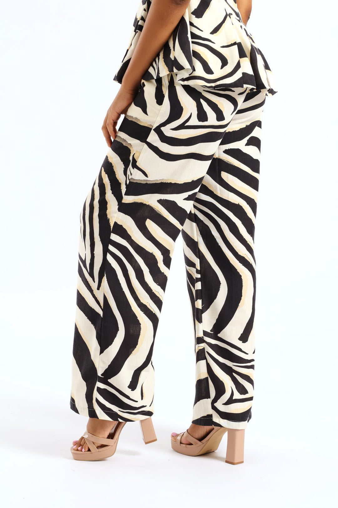 Volume Wide Leg Zebra Trouser - Black/Cream