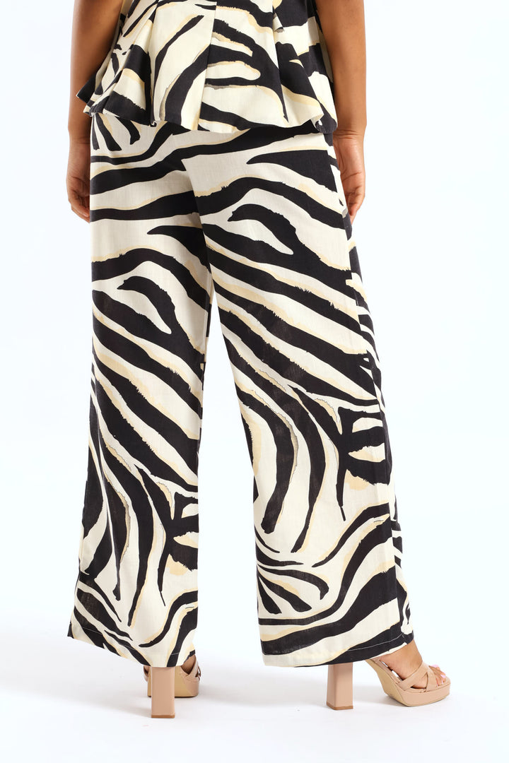 Volume Wide Leg Zebra Trouser - Black/Cream
