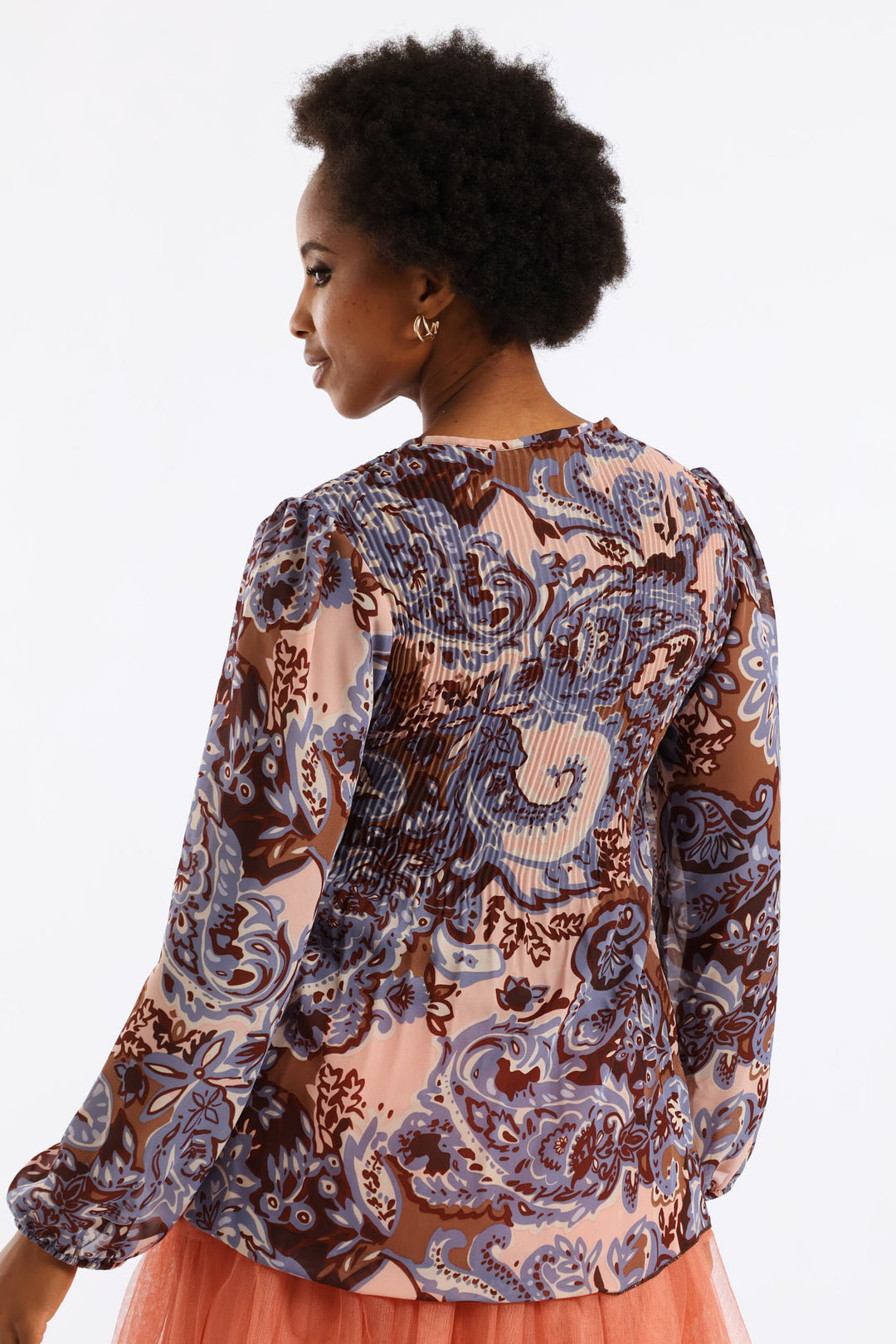 Release Pleat Paisley Blouse - Brown