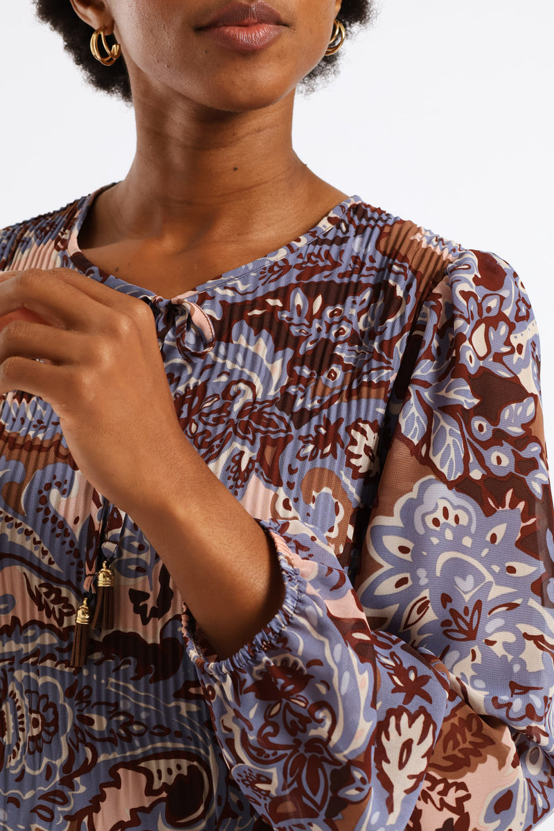 Release Pleat Paisley Blouse - Brown