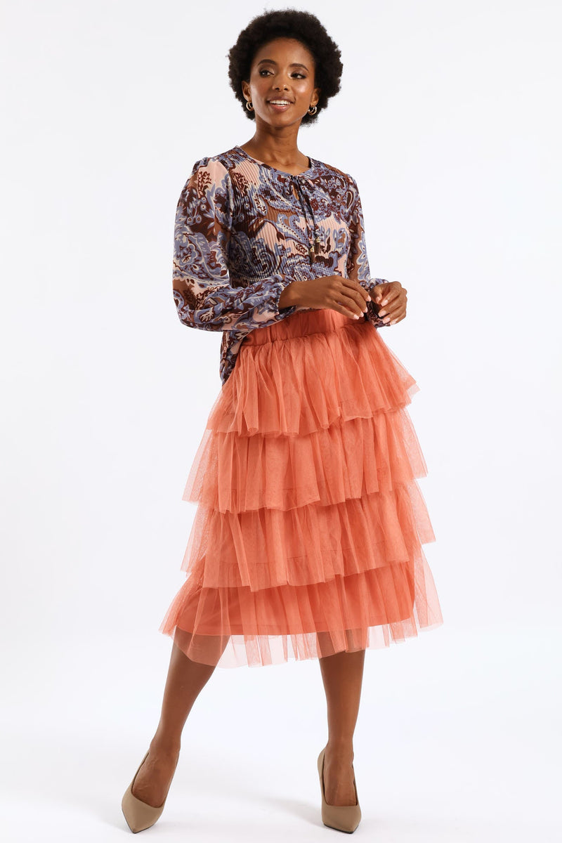 Release Pleat Paisley Blouse - Brown