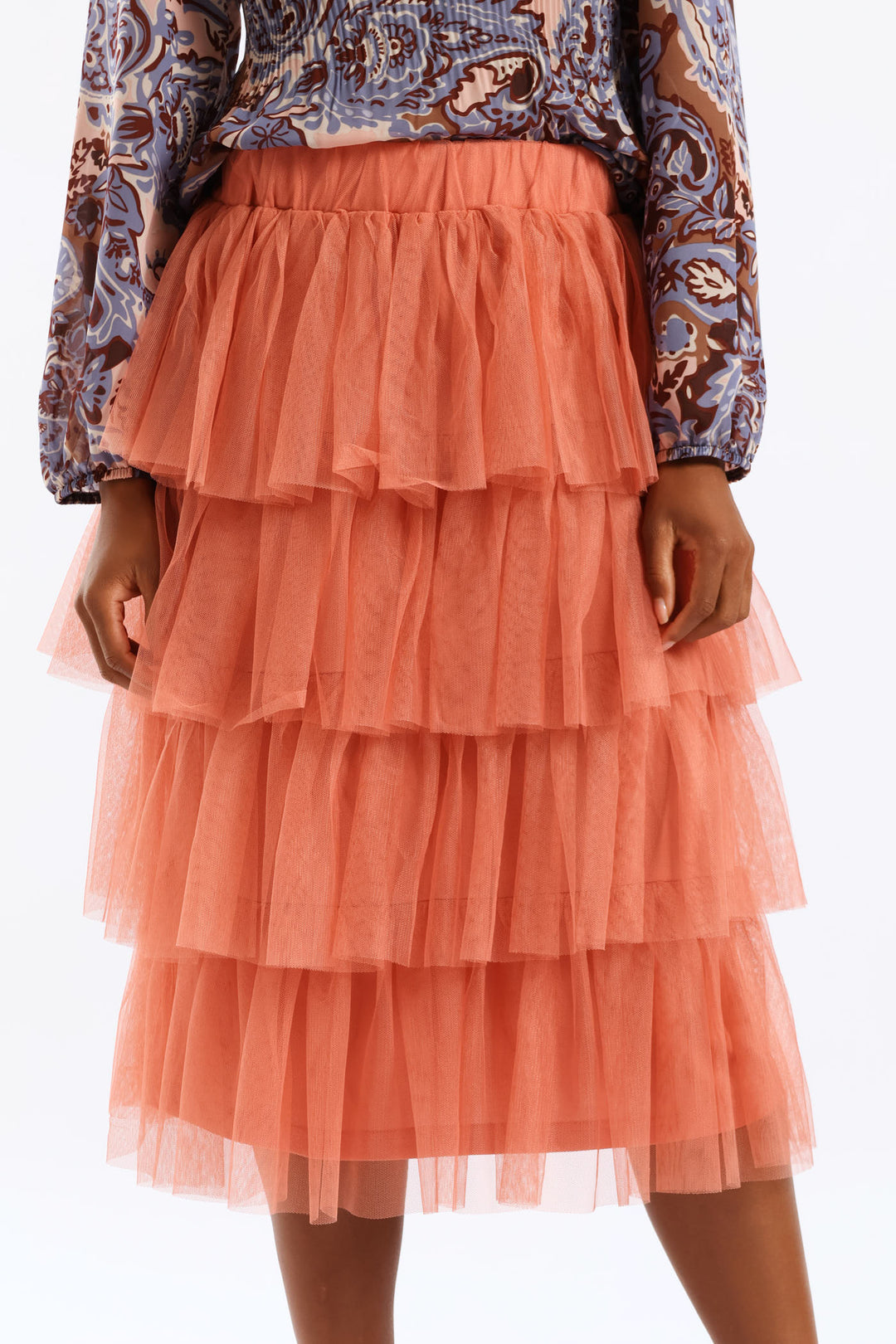 Rara Tiered Midi Skirt - Blush