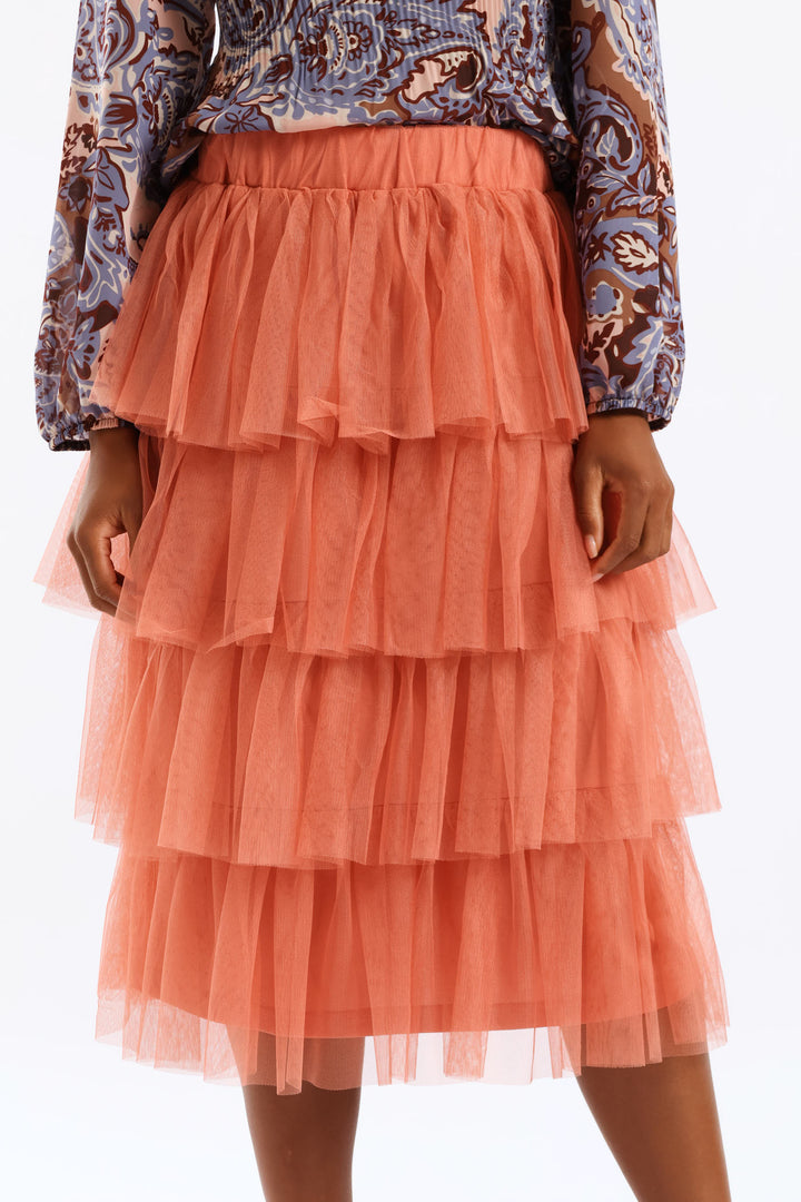 Rara Tiered Midi Skirt - Blush