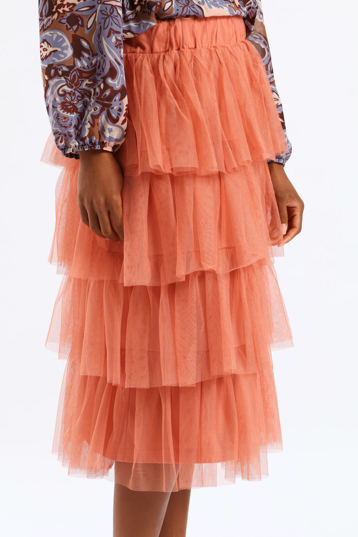 Rara Tiered Midi Skirt - Blush