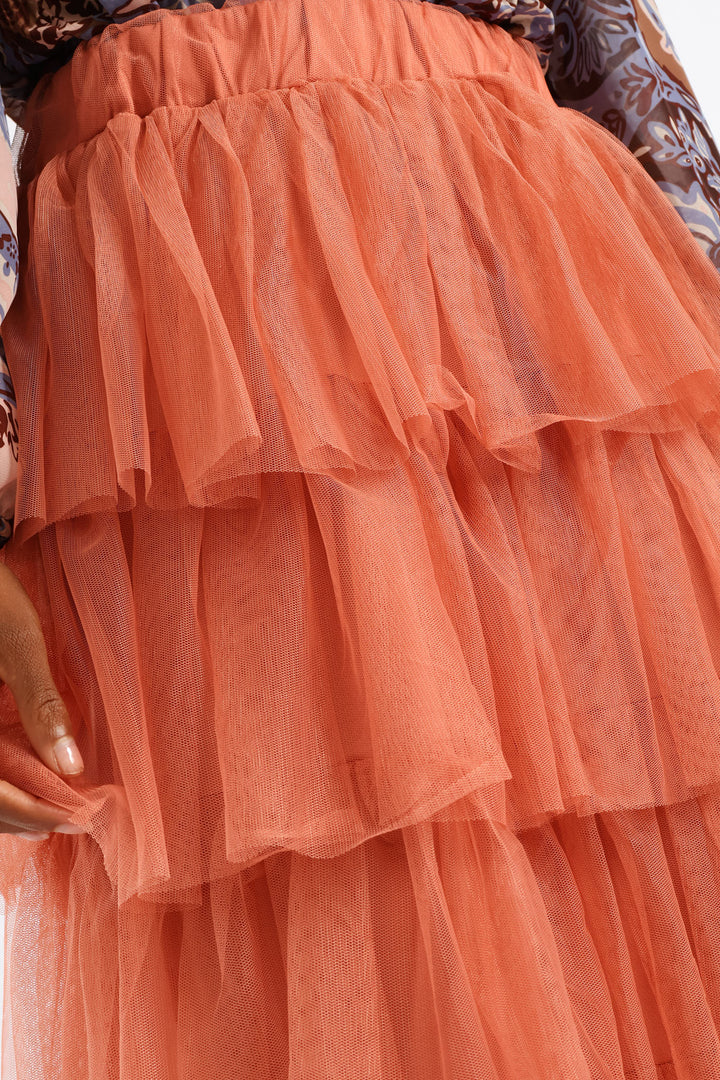 Rara Tiered Midi Skirt - Blush