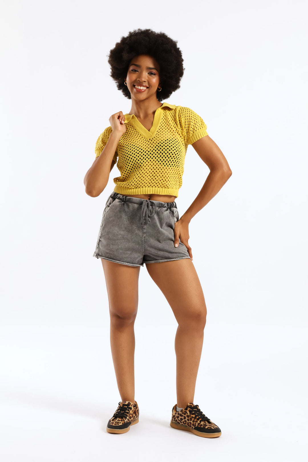 Knitted Polo Tee - Yellow