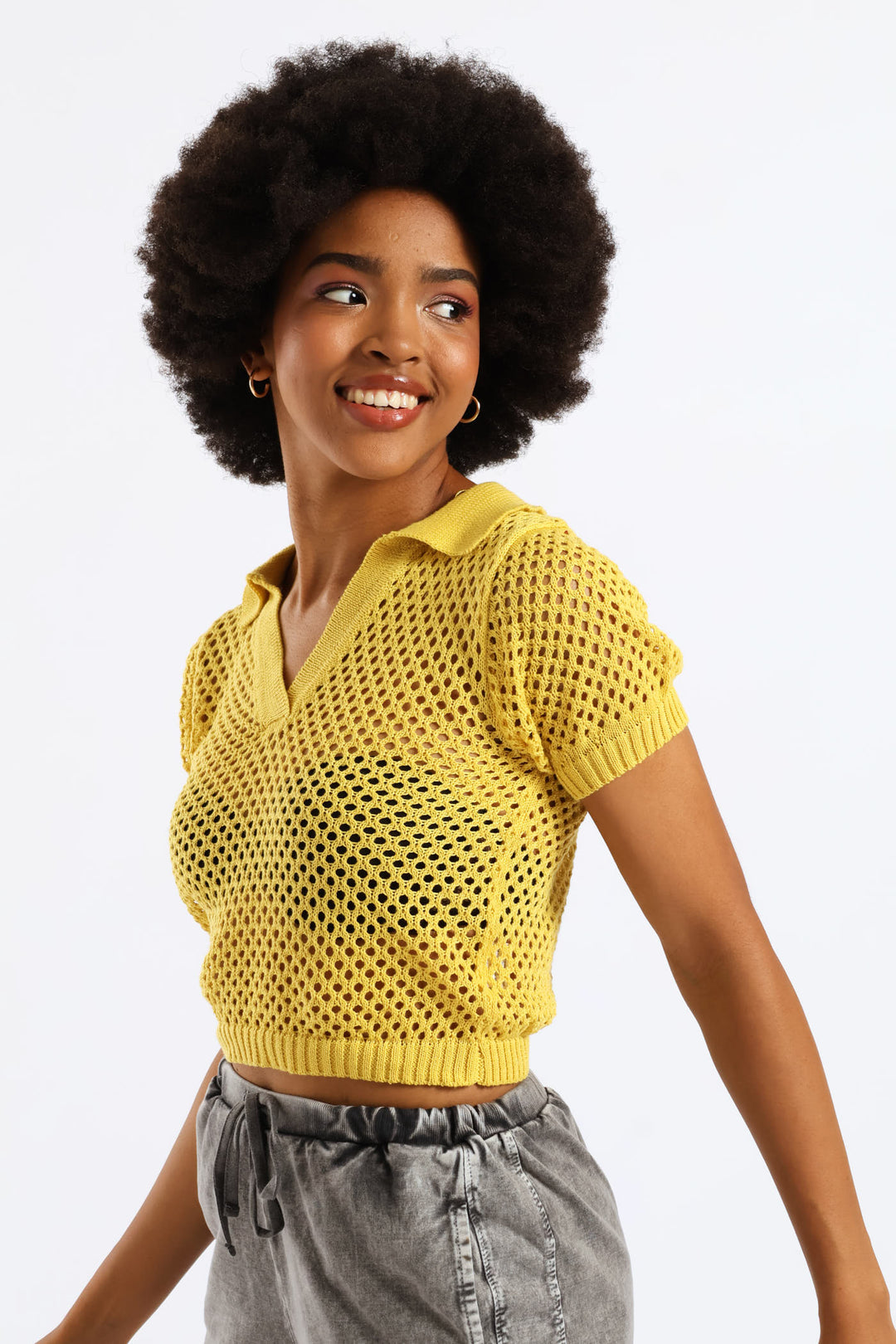 Knitted Polo Tee - Yellow