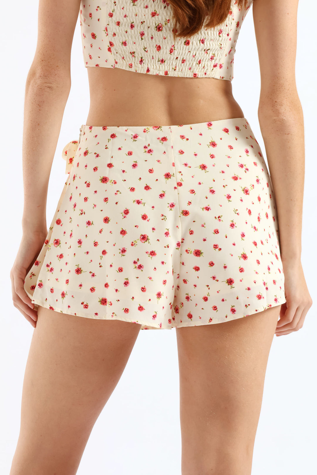 Floral Bust Detail Top & Skort Set - Ivory