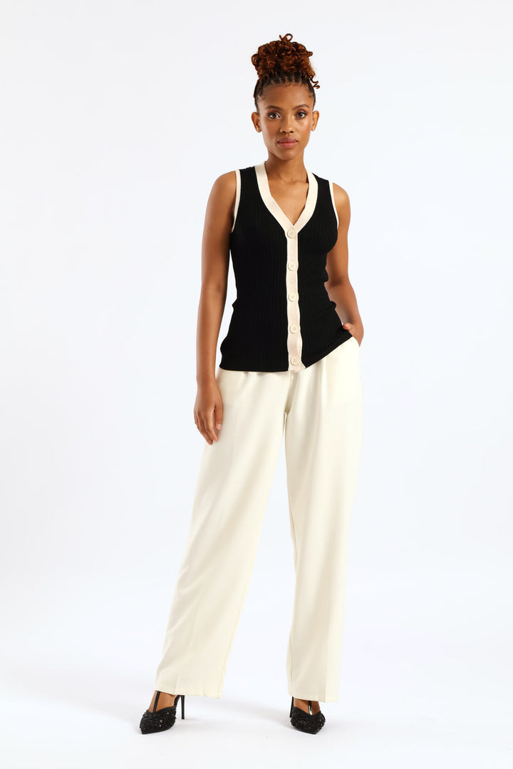 Contrast Monochrome Waistcoat - Black/Cream