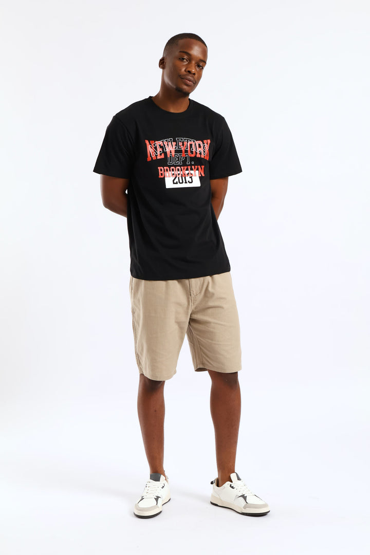 New York Basic Print Tee - Black