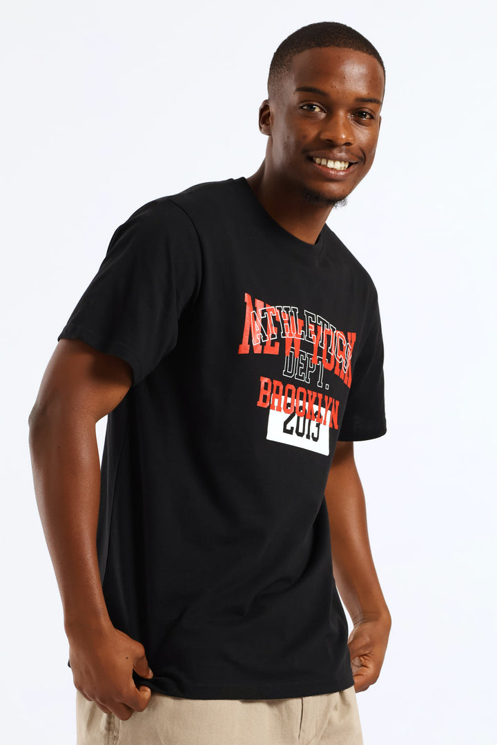 New York Basic Print Tee - Black