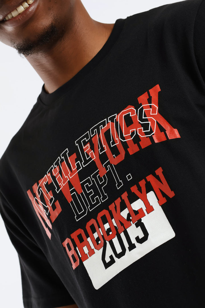 New York Basic Print Tee - Black