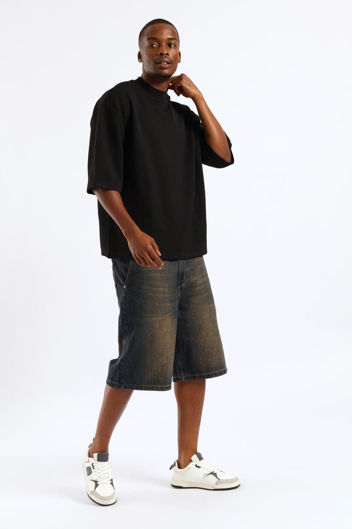 Baggy Fit Denim Short - Mid Blue