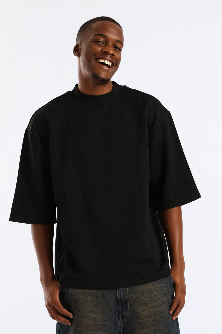 Textured Stretch T-Shirt - Black