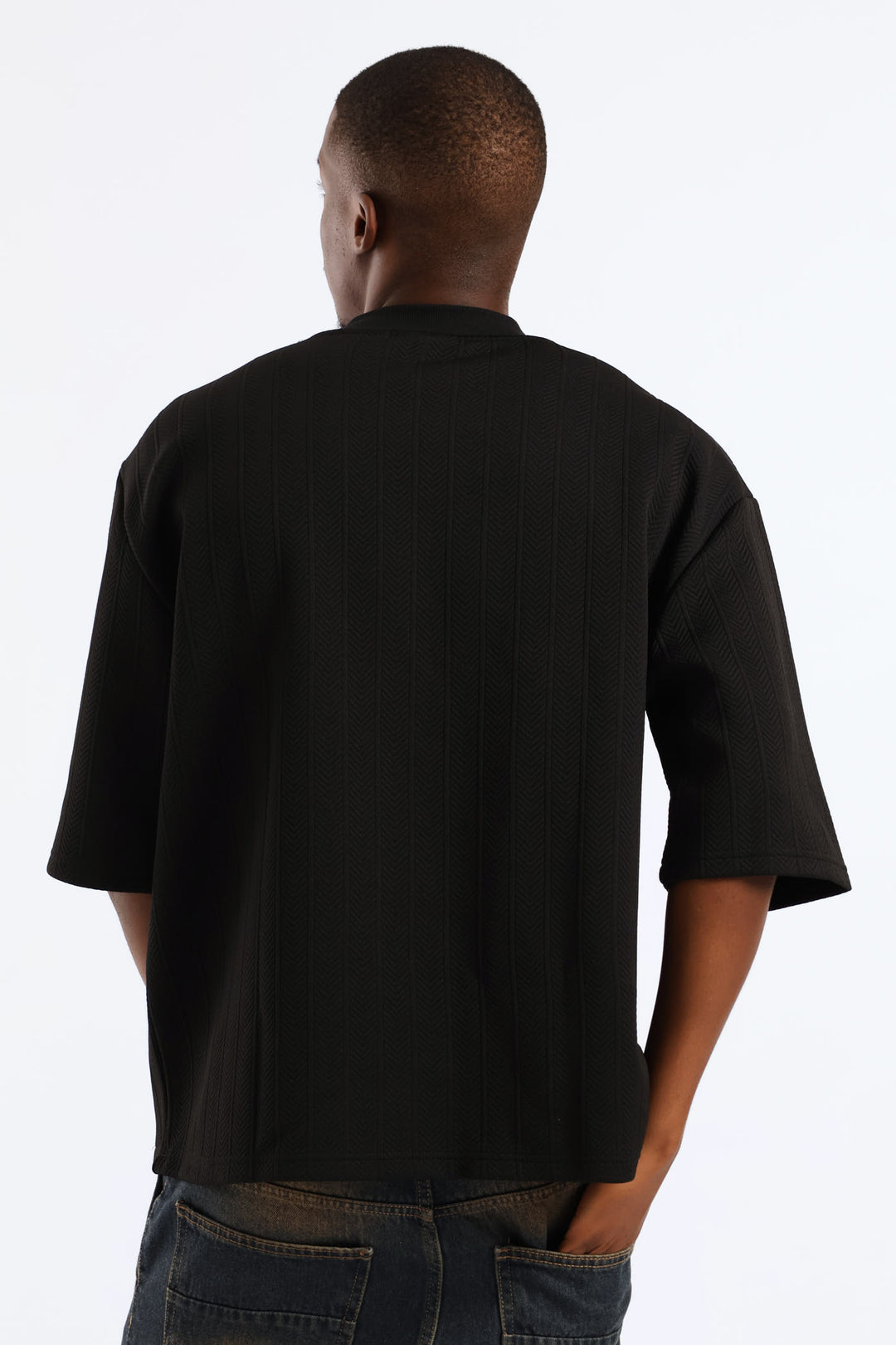 Textured Stretch T-Shirt - Black