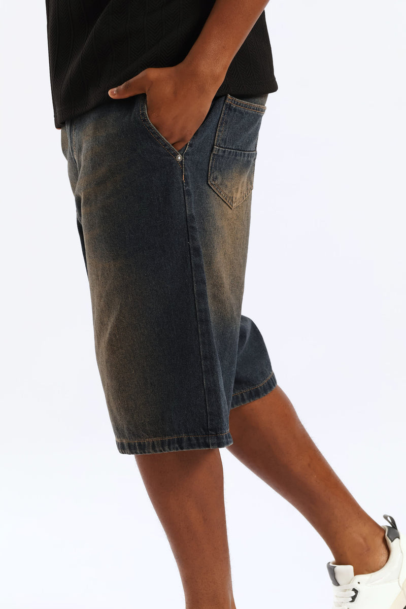 Baggy Fit Denim Short - Mid Blue