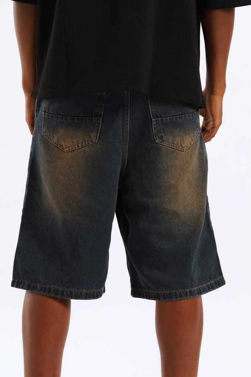 Baggy Fit Denim Short - Mid Blue