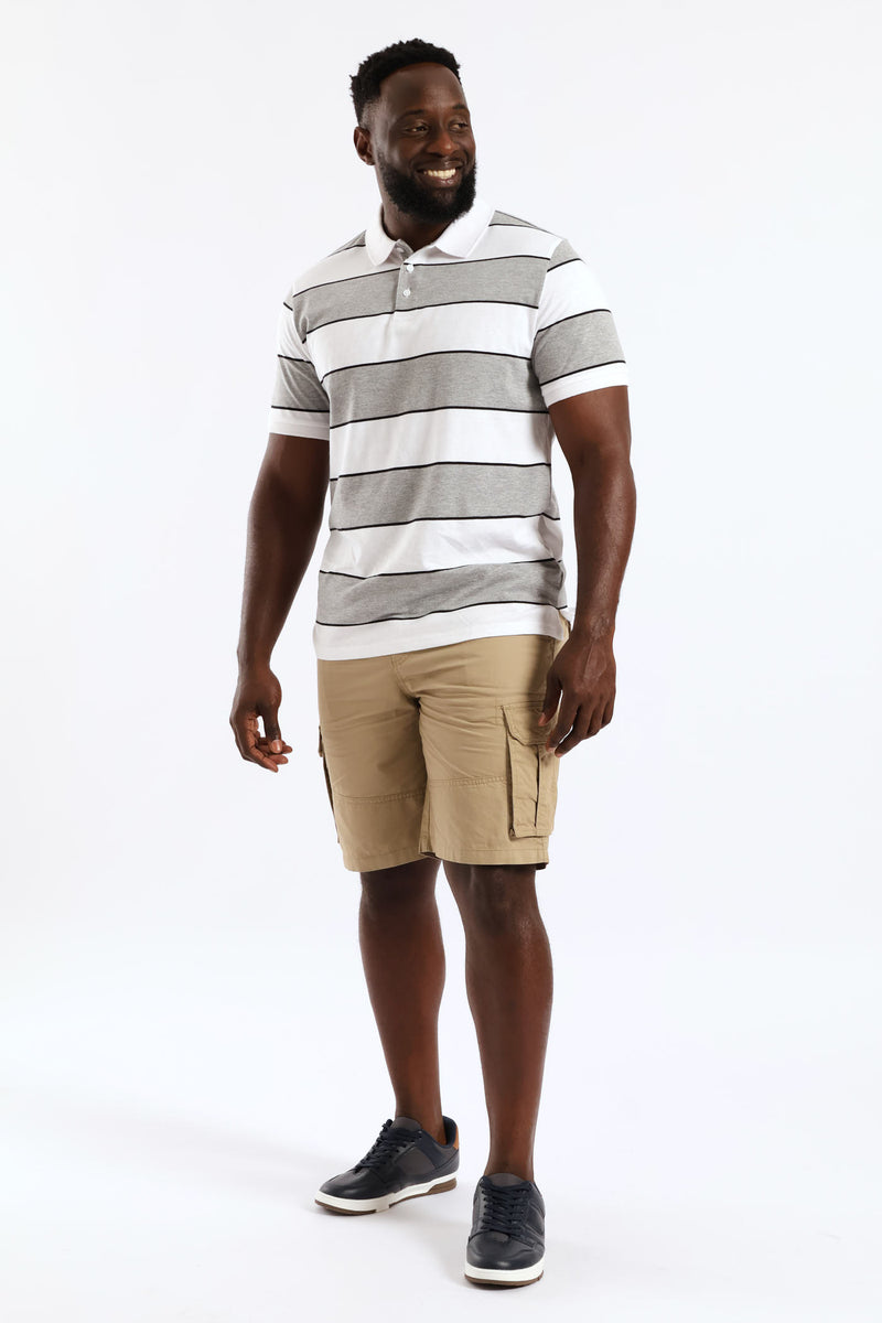 Wide Stripe Golfer - Black/White/Grey Melange