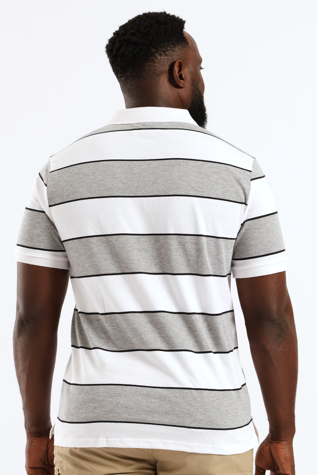 Wide Stripe Golfer - Black/White/Grey Melange