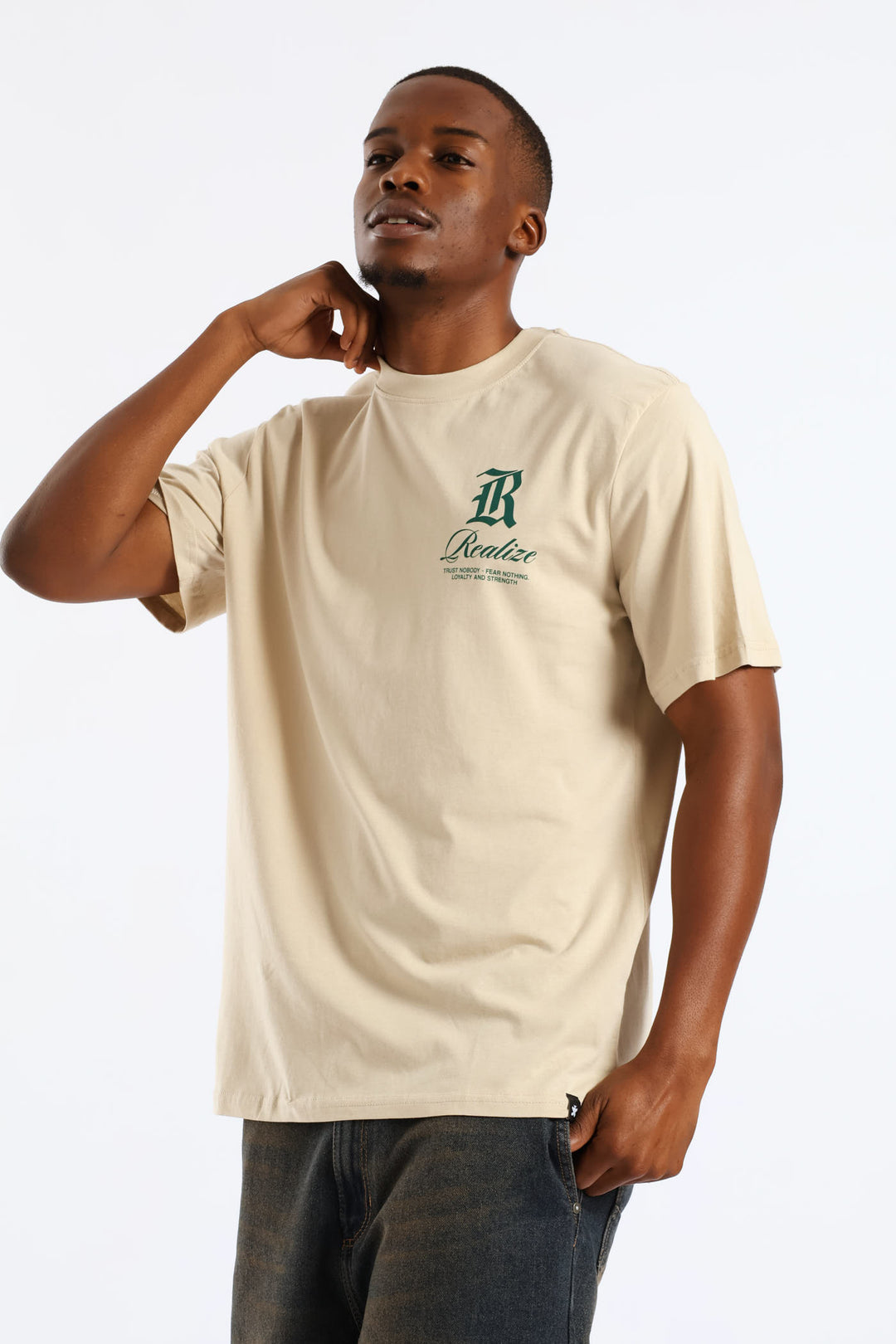 Real Eyes Front & Back Tee - Stone