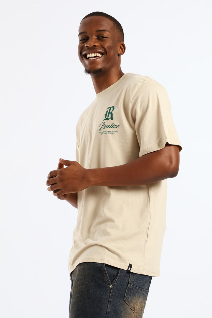 Real Eyes Front & Back Tee - Stone