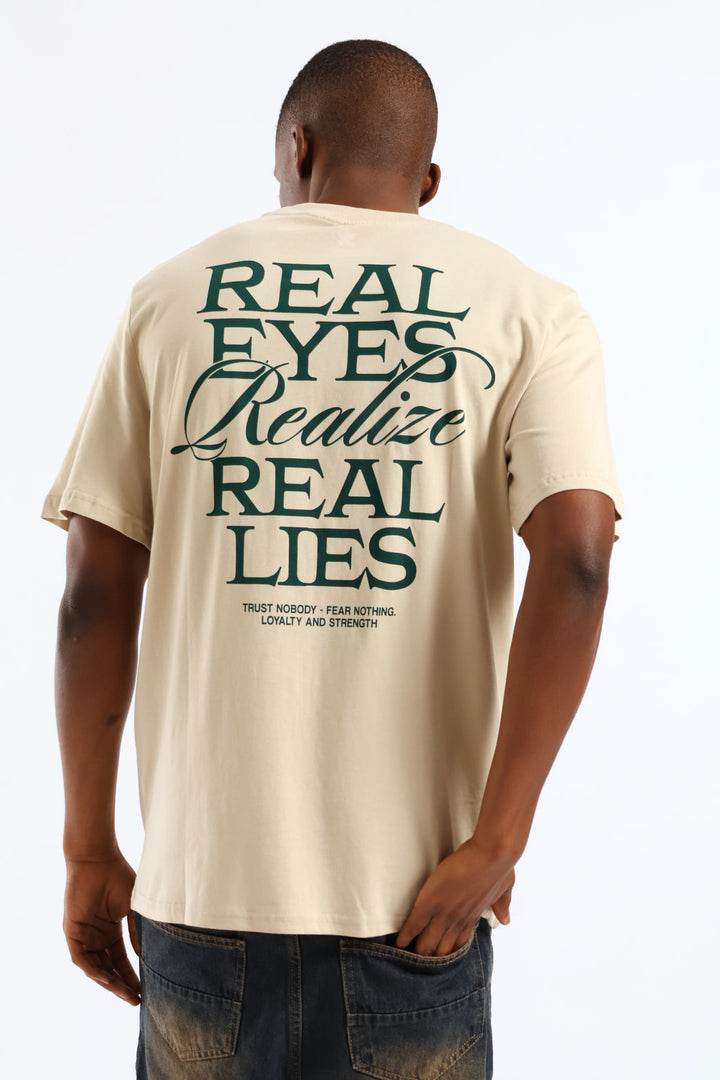 Real Eyes Front & Back Tee - Stone