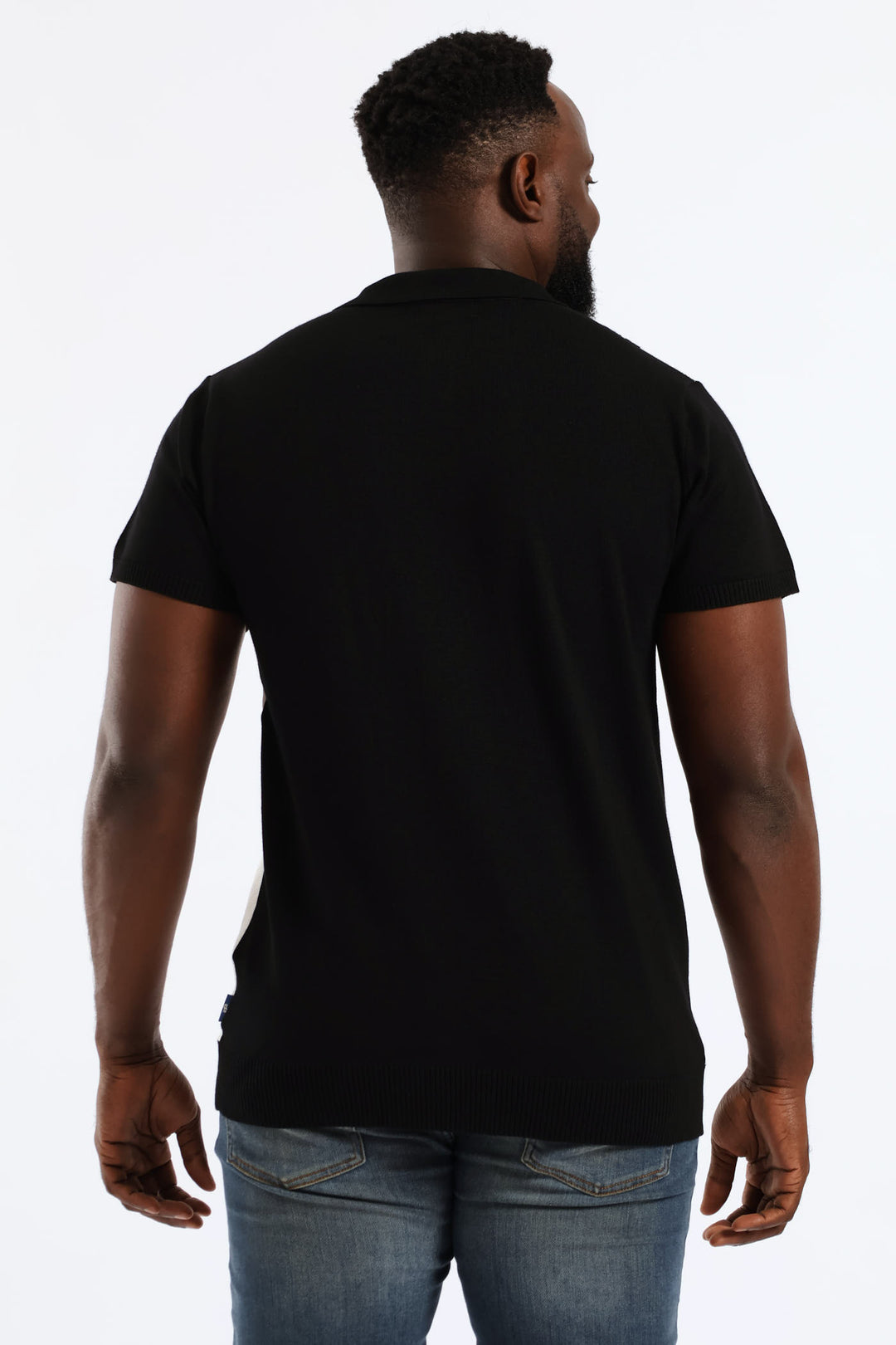 Stripe Fine Gauge Golfer - Black