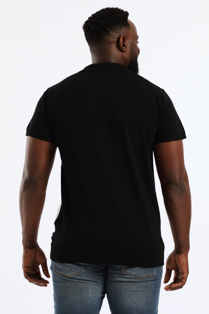 Stripe Fine Gauge Golfer - Black