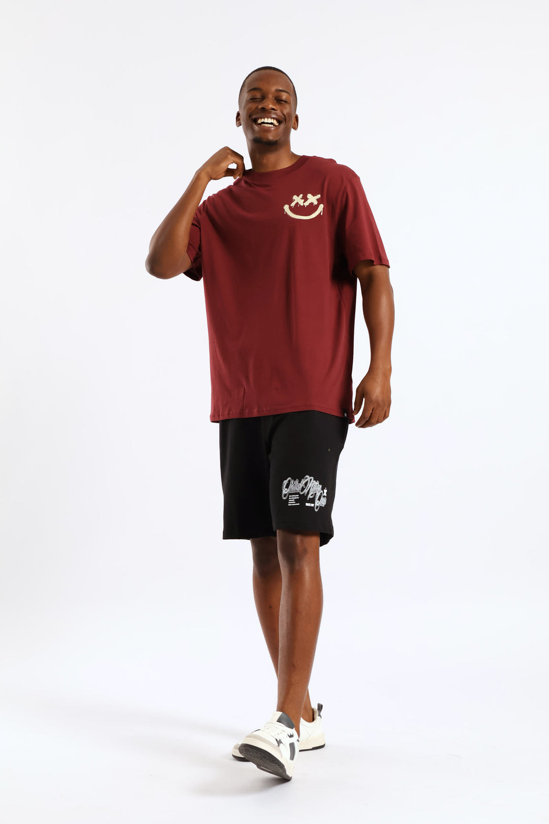 Front & Back Print T-Shirt - Burgundy