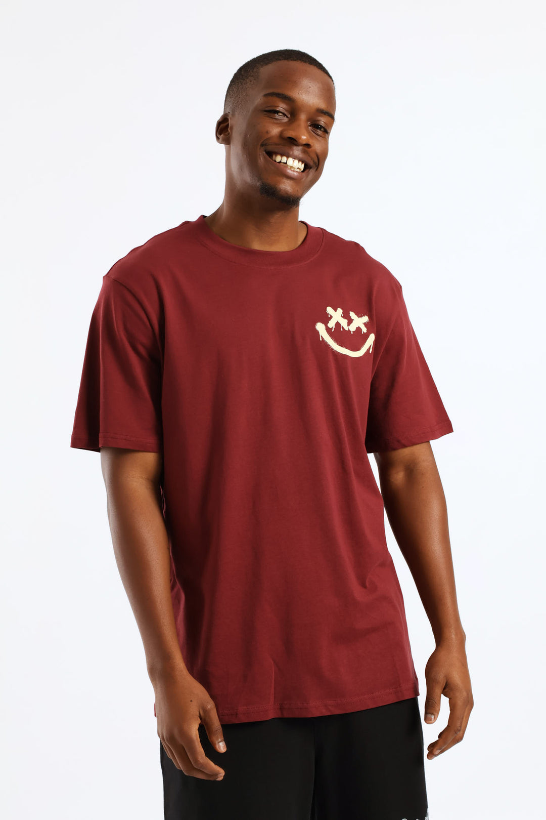 Front & Back Print T-Shirt - Burgundy