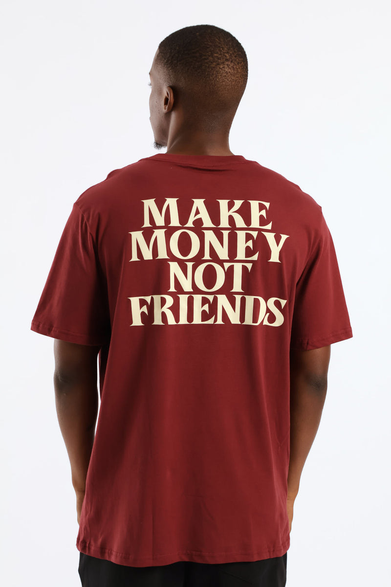 Front & Back Print T-Shirt - Burgundy