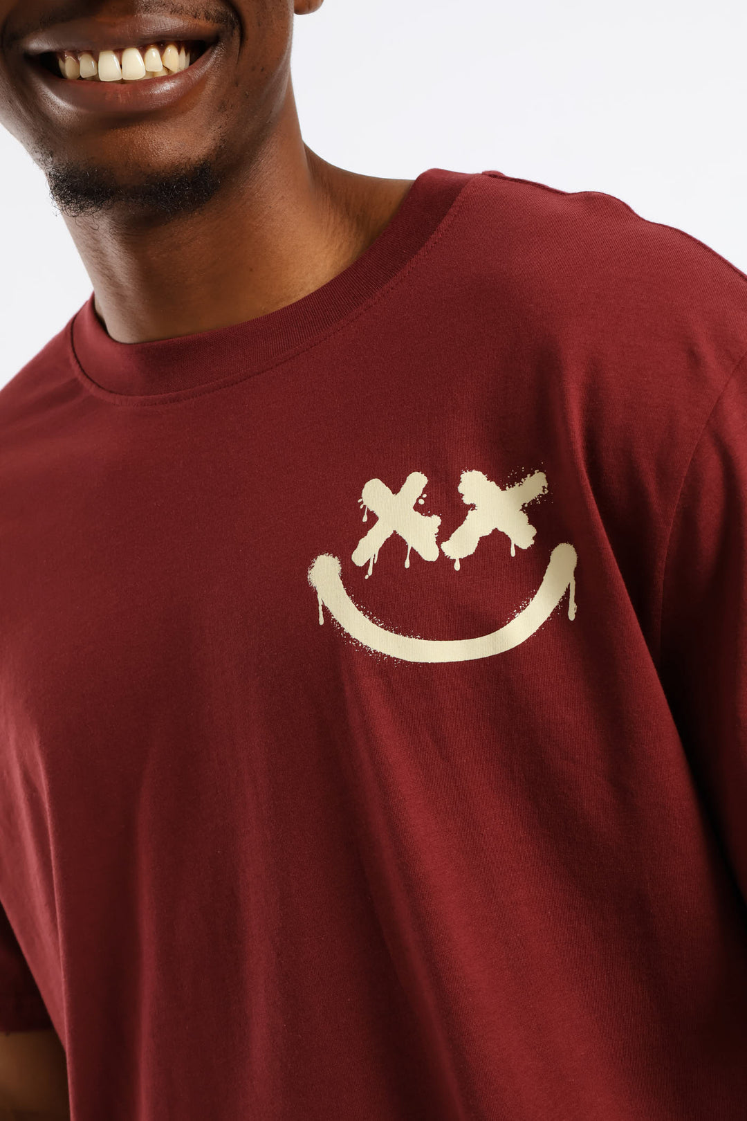Front & Back Print T-Shirt - Burgundy
