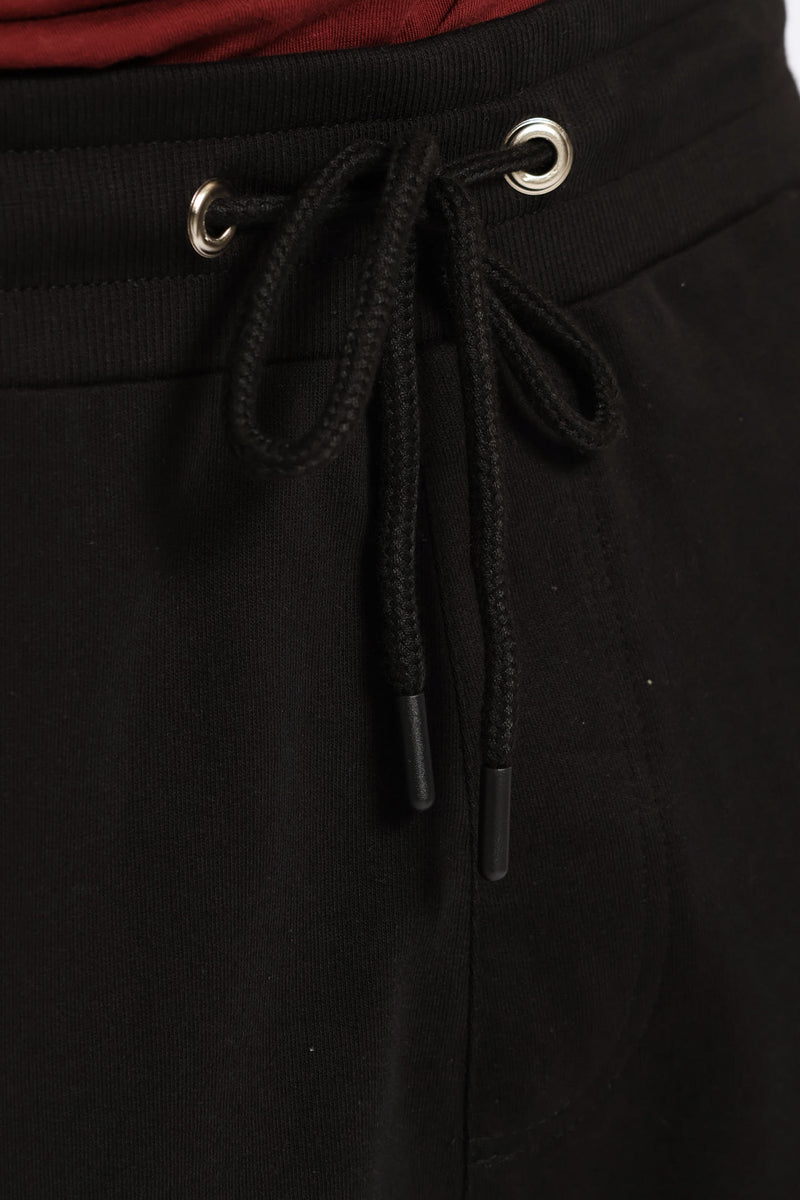 Printed Fleece Shorts - Black